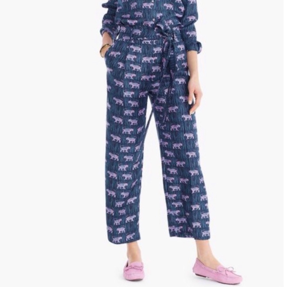 J Crew Wide Leg Silk Pant in Jungle Print, NWOT